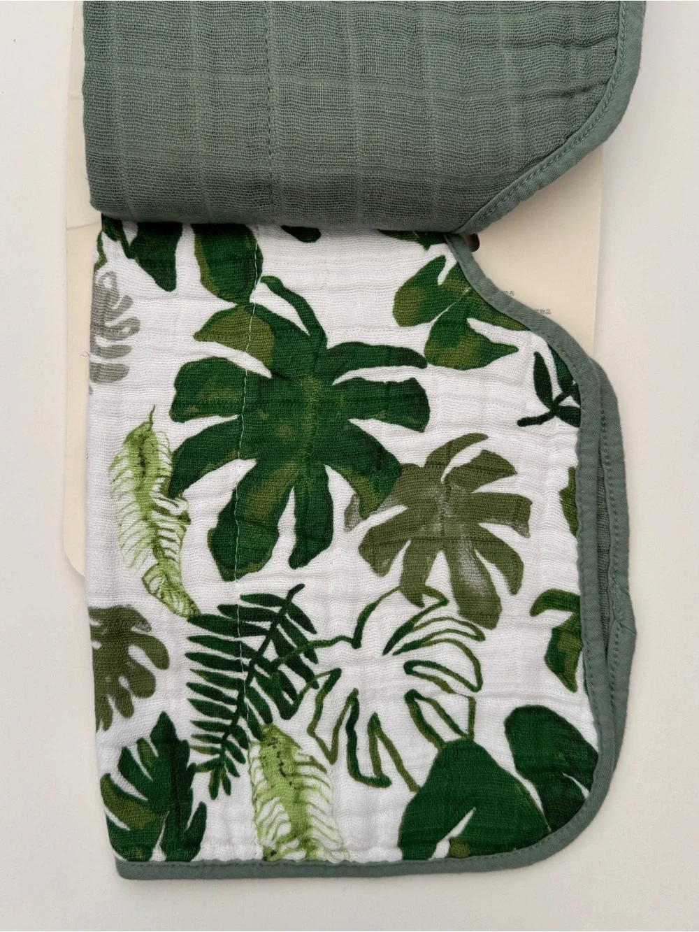 Muslin 2 Burp Cloths Classic Cotton Absorbent NEW Tropical Leaf | Little Unicorn